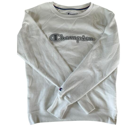 Champion White Crewneck Sweatshirt XS | Embroidered Logo | Classic Fit - Picture 1 of 6